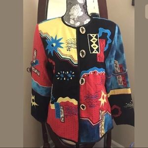 Drapers & Damon’s Tribe Embroidered Colorful Tapered Coat Blazer